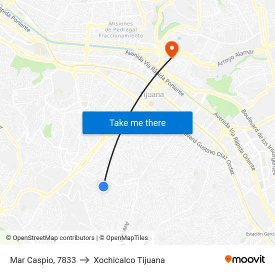 Mar Caspio, 7833 to Xochicalco Tijuana map