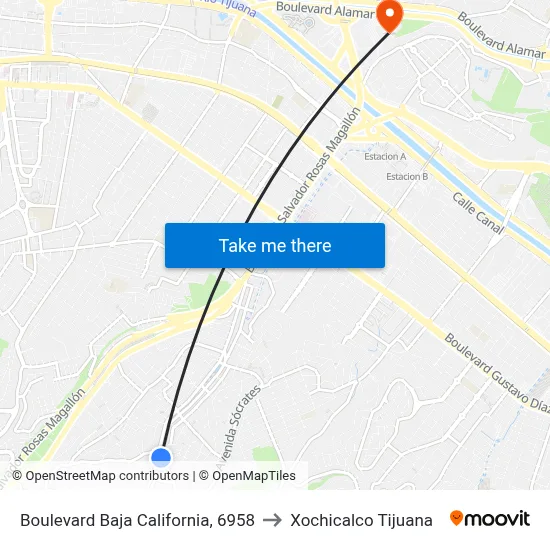 Boulevard Baja California, 6958 to Xochicalco Tijuana map