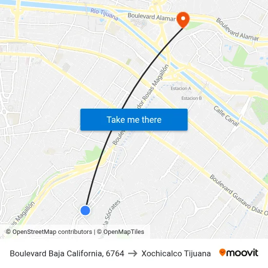 Boulevard Baja California, 6764 to Xochicalco Tijuana map