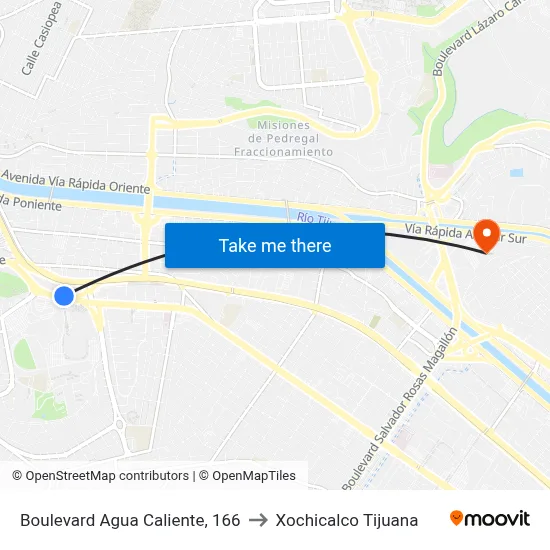 Boulevard Agua Caliente, 166 to Xochicalco Tijuana map