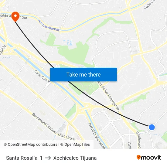 Santa Rosalía, 1 to Xochicalco Tijuana map