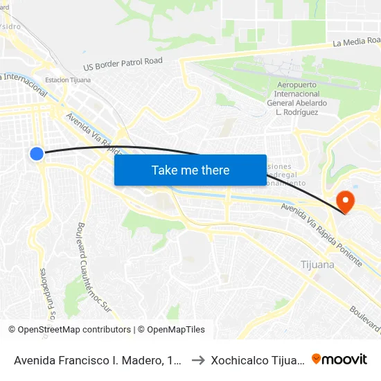 Avenida Francisco I. Madero, 1817 to Xochicalco Tijuana map