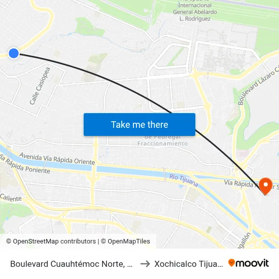 Boulevard Cuauhtémoc Norte, 440 to Xochicalco Tijuana map
