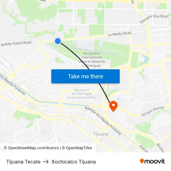 Tijuana Tecate to Xochicalco Tijuana map