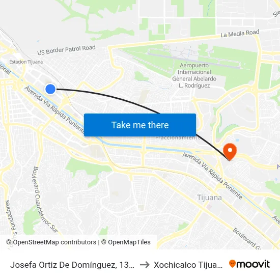 Josefa Ortiz De Domínguez, 1375 to Xochicalco Tijuana map