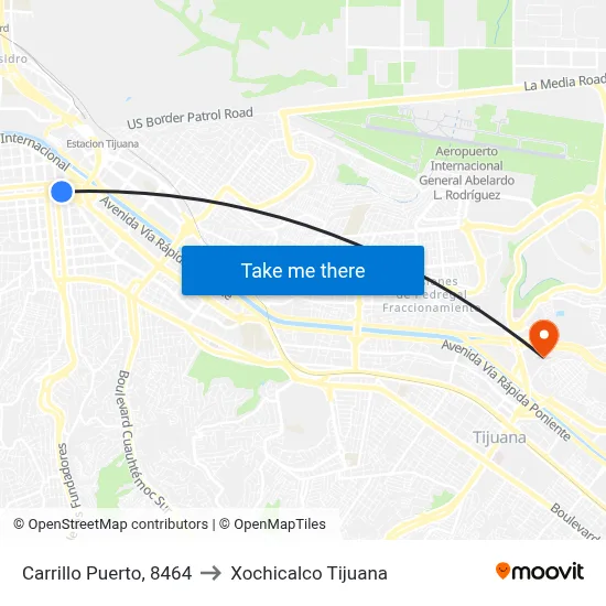 Carrillo Puerto, 8464 to Xochicalco Tijuana map