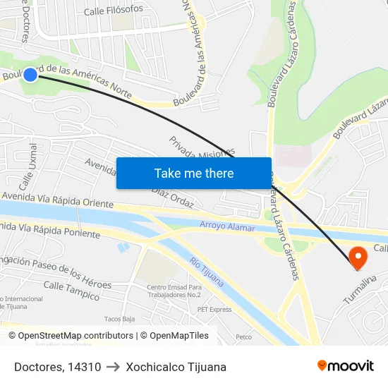 Doctores, 14310 to Xochicalco Tijuana map