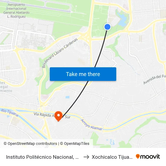 Instituto Politécnico Nacional, 500 to Xochicalco Tijuana map