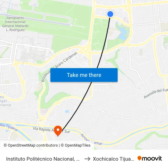 Instituto Politécnico Nacional, 286 to Xochicalco Tijuana map