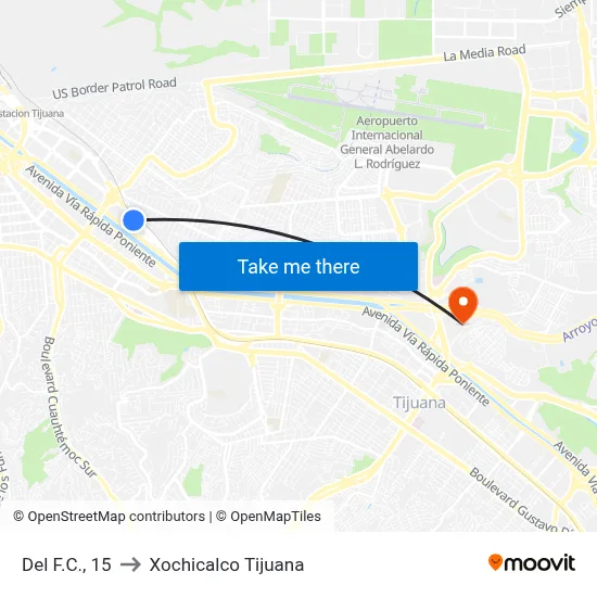 Del F.C., 15 to Xochicalco Tijuana map