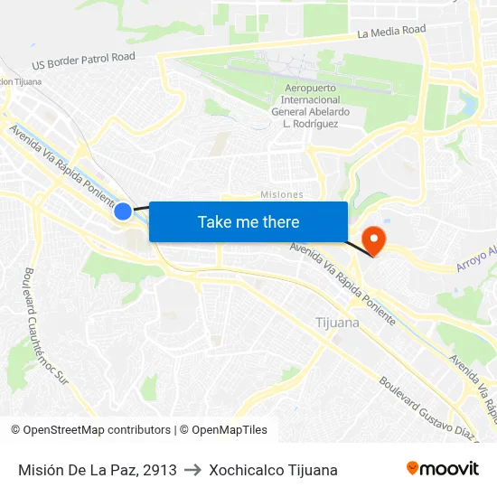 Misión De La Paz, 2913 to Xochicalco Tijuana map