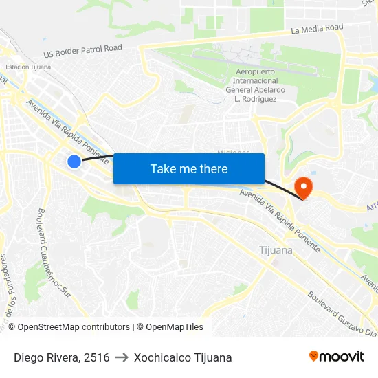 Diego Rivera, 2516 to Xochicalco Tijuana map