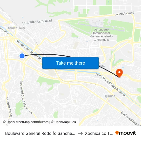 Boulevard General Rodolfo Sánchez Taboada, S to Xochicalco Tijuana map