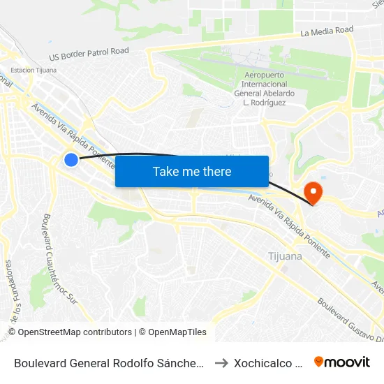 Boulevard General Rodolfo Sánchez Taboada, 2_B to Xochicalco Tijuana map