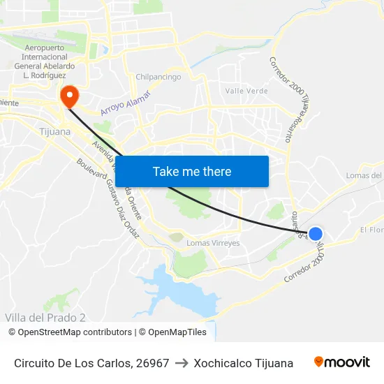 Circuito De Los Carlos, 26967 to Xochicalco Tijuana map
