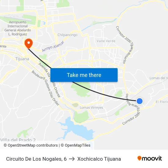 Circuito De Los Nogales, 6 to Xochicalco Tijuana map