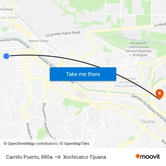 Carrillo Puerto, 890a to Xochicalco Tijuana map