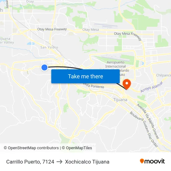 Carrillo Puerto, 7124 to Xochicalco Tijuana map