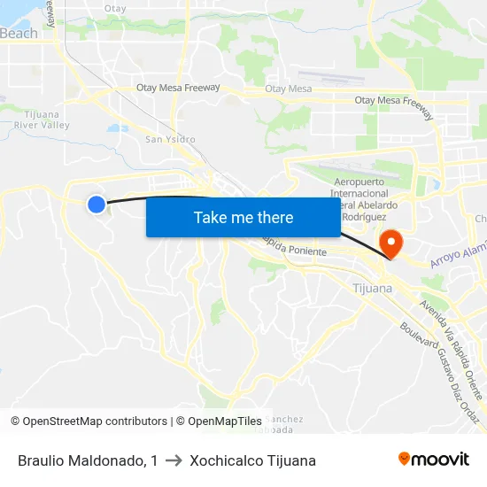 Braulio Maldonado, 1 to Xochicalco Tijuana map