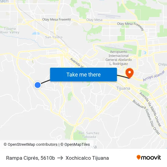 Rampa Ciprés, 5610b to Xochicalco Tijuana map