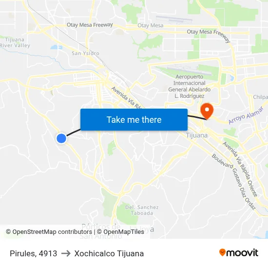 Pirules, 4913 to Xochicalco Tijuana map