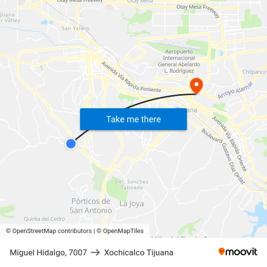 Miguel Hidalgo, 7007 to Xochicalco Tijuana map