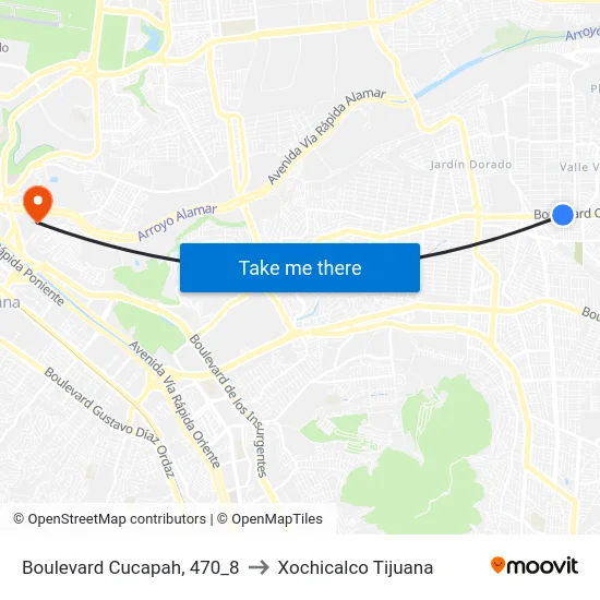 Boulevard Cucapah, 470_8 to Xochicalco Tijuana map