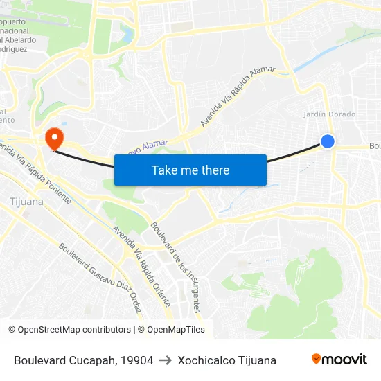 Boulevard Cucapah, 19904 to Xochicalco Tijuana map