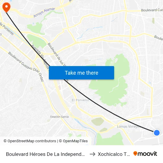Boulevard Héroes De La Independencia, 11022 to Xochicalco Tijuana map