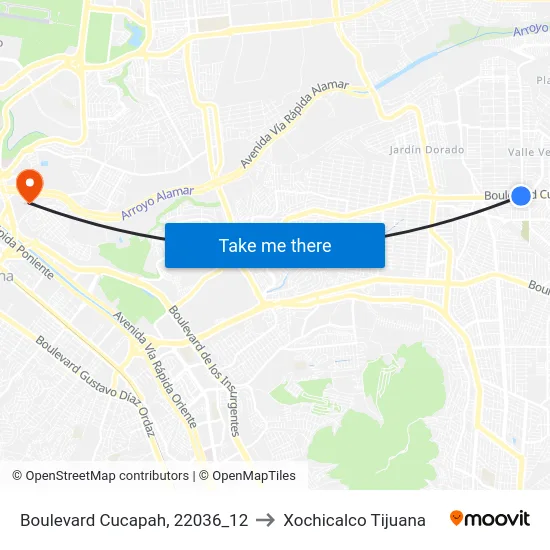 Boulevard Cucapah, 22036_12 to Xochicalco Tijuana map