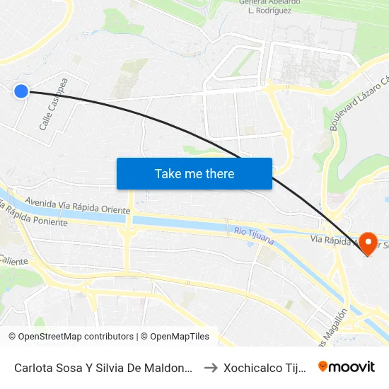Carlota Sosa Y Silvia De Maldonado, 25 to Xochicalco Tijuana map