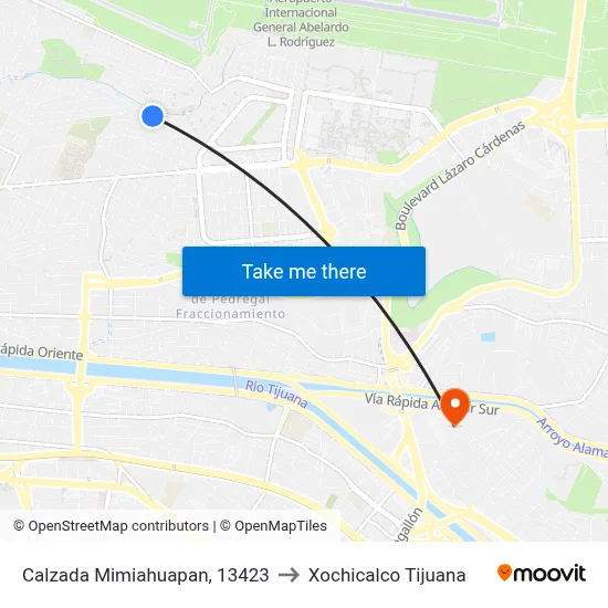 Calzada Mimiahuapan, 13423 to Xochicalco Tijuana map