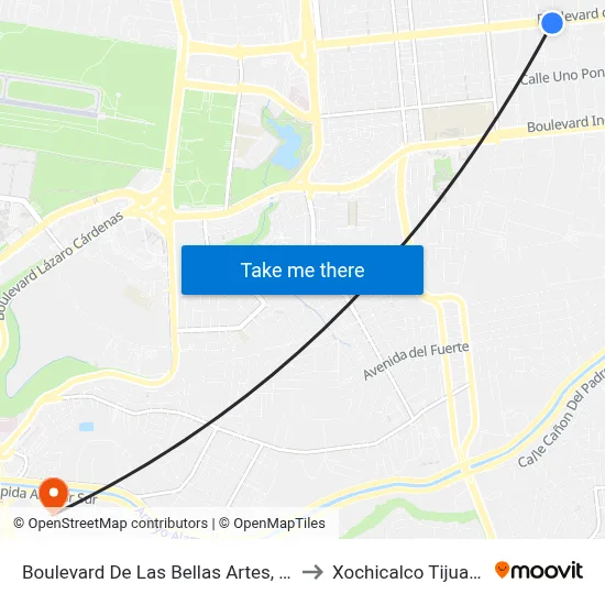 Boulevard De Las Bellas Artes, Lb to Xochicalco Tijuana map