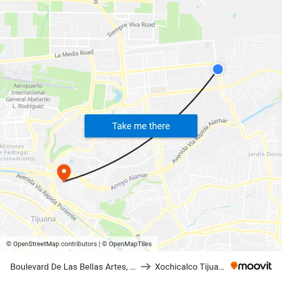Boulevard De Las Bellas Artes, Lb to Xochicalco Tijuana map