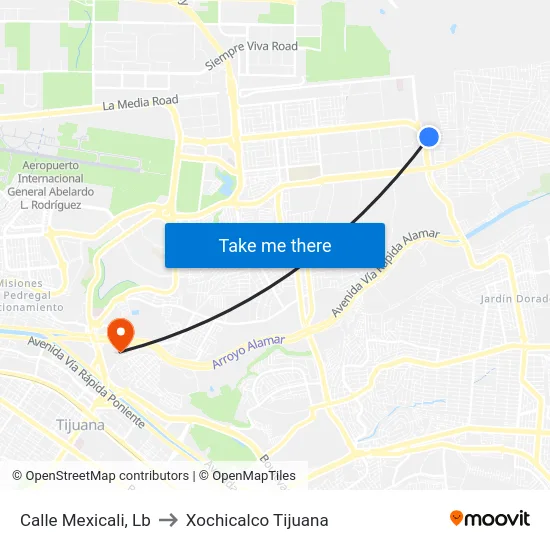 Calle Mexicali, Lb to Xochicalco Tijuana map