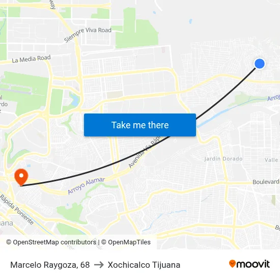 Marcelo Raygoza, 68 to Xochicalco Tijuana map