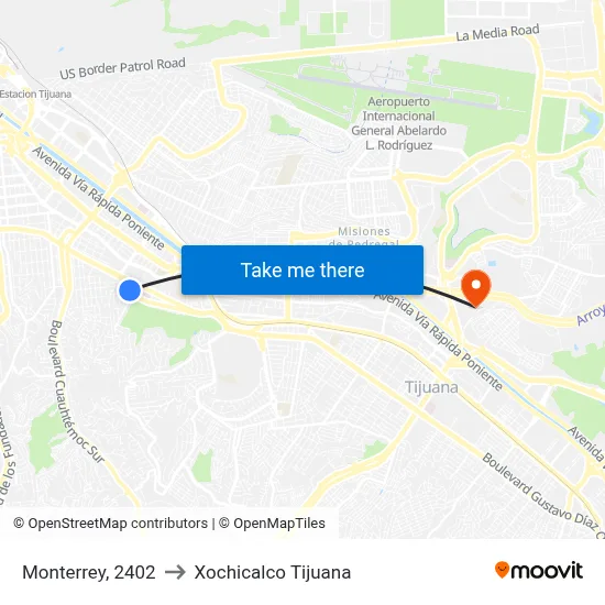 Monterrey, 2402 to Xochicalco Tijuana map
