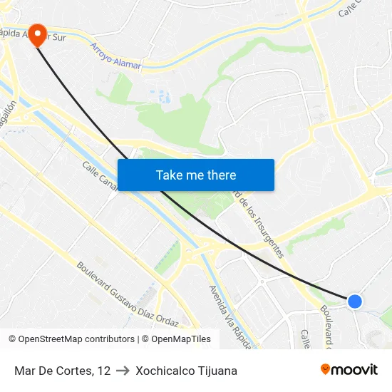 Mar De Cortes, 12 to Xochicalco Tijuana map
