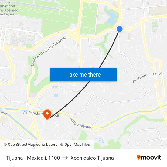 Tijuana - Mexicali, 1100 to Xochicalco Tijuana map