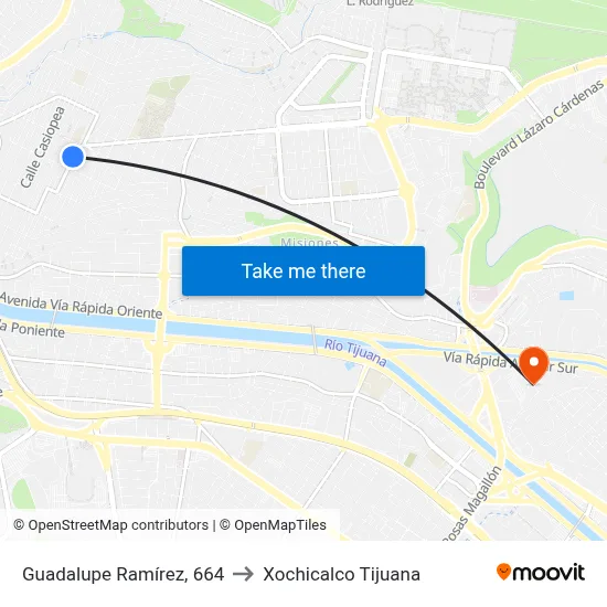 Guadalupe Ramírez, 664 to Xochicalco Tijuana map