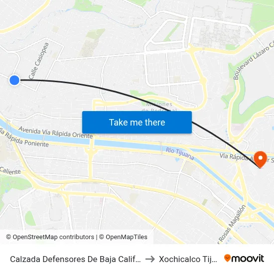 Calzada Defensores De Baja California, 5 to Xochicalco Tijuana map