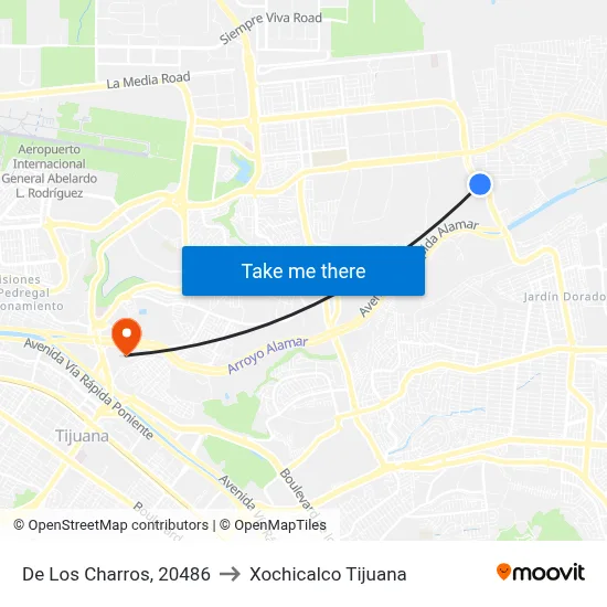 De Los Charros, 20486 to Xochicalco Tijuana map