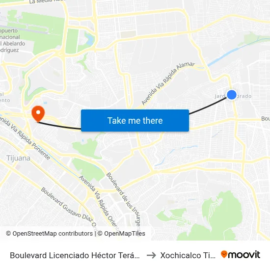 Boulevard Licenciado Héctor Terán Terán, Lb to Xochicalco Tijuana map