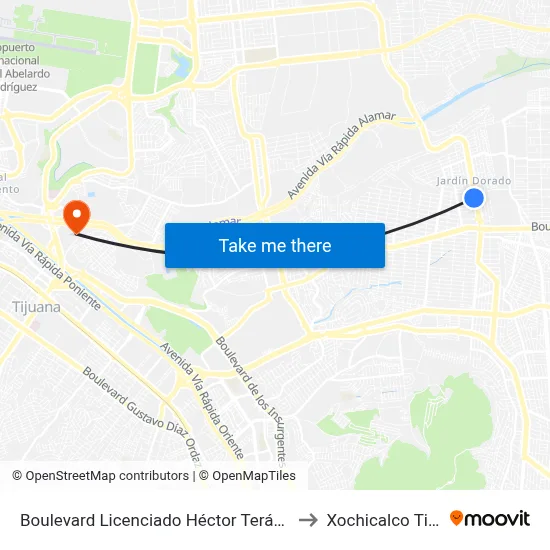 Boulevard Licenciado Héctor Terán Terán, Lb to Xochicalco Tijuana map