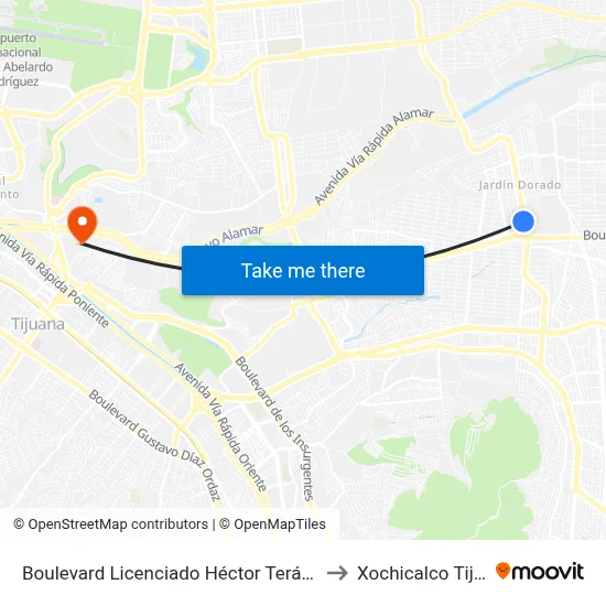 Boulevard Licenciado Héctor Terán Terán, 3 to Xochicalco Tijuana map