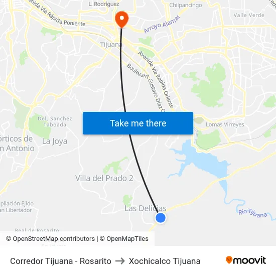Corredor Tijuana - Rosarito to Xochicalco Tijuana map