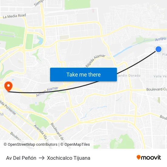 Av Del Peñón to Xochicalco Tijuana map