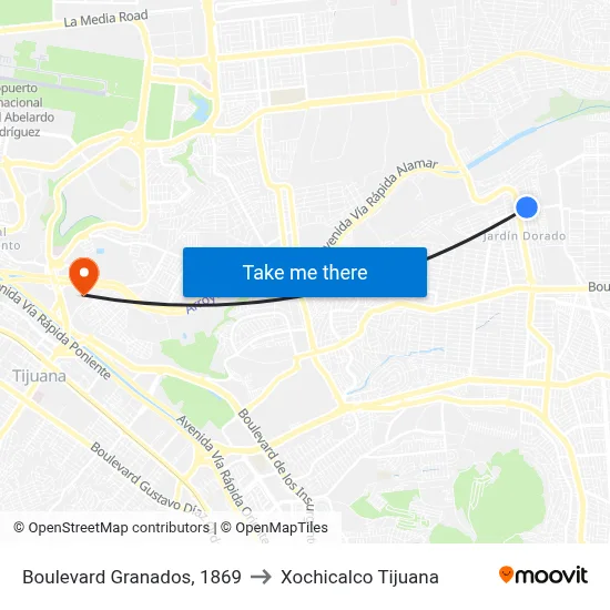 Boulevard Granados, 1869 to Xochicalco Tijuana map
