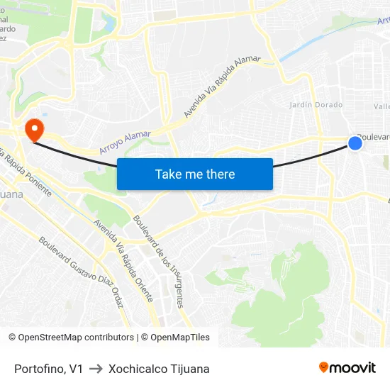 Portofino, V1 to Xochicalco Tijuana map
