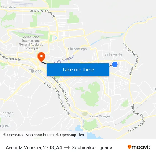 Avenida Venecia, 2703_A4 to Xochicalco Tijuana map